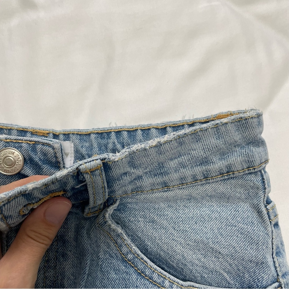 SOLD //Zara Front Slit Denim Midi Skirt Size XS - Picture 4 of 6